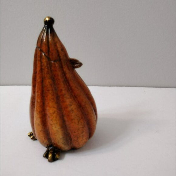 Pumpkin Gourd-Shape Hedgehog or Mouse Figurine, 5" Orange Resin Animal Statue - Picture 7 of 9